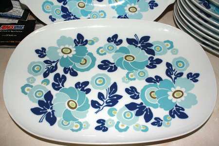 Blue Flower 15" Oval Serving Platter