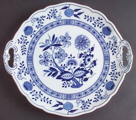 Blue Onion Handled Cake Plate