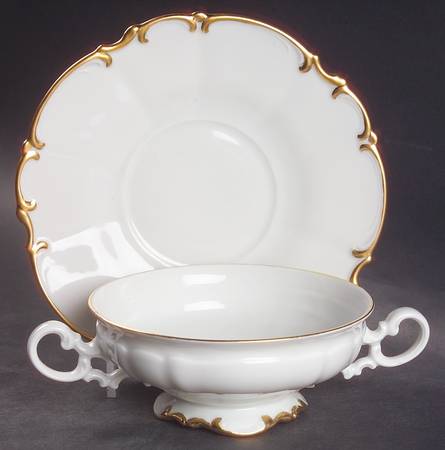 Brighton Footed Cream Soup Bowl & Saucer Set