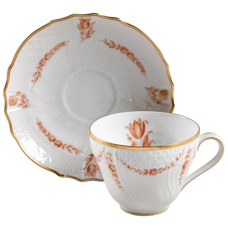Brocade Flat Cup & Saucer Set by Hutschenreuther