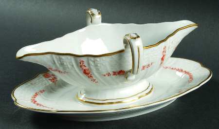 Brocade Gravy Boat with Attached Underplate