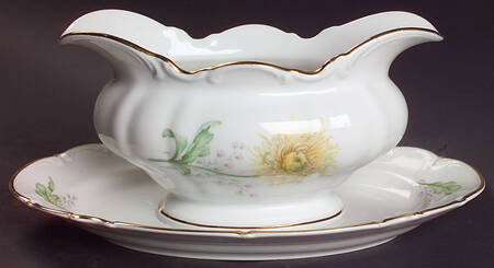 The Chrysanthemum Gravy Boat with Attached Underplate