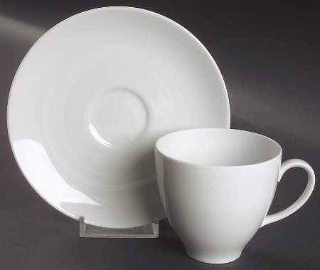Charmant White Flat Cup & Saucer Set