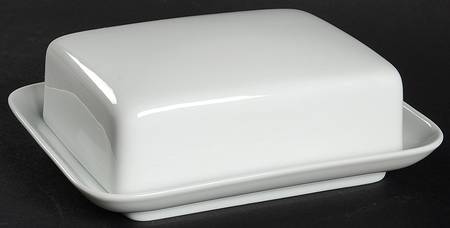 Charmant White Rectangular Covered Butter