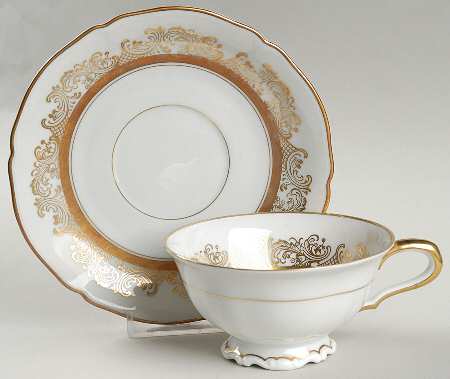 The Clifton (Gold Trim) Footed Cup & Saucer Set