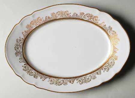 The Clifton (Gold Trim) 12" Oval Serving Platter