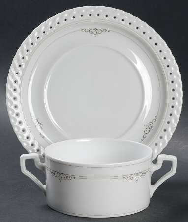 Constance Flat Cream Soup Bowl & Saucer Set by Hutschenreuther