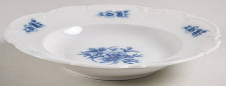 Cobalt Rose (Sylvia) Rim Soup Bowl