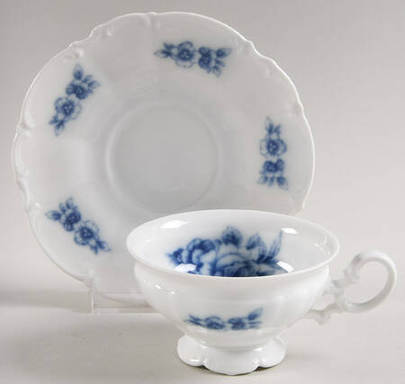 Cobalt Rose (Sylvia) Footed Cup & Saucer Set
