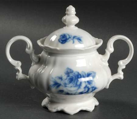 Cobalt Rose (Sylvia) Sugar Bowl & Lid