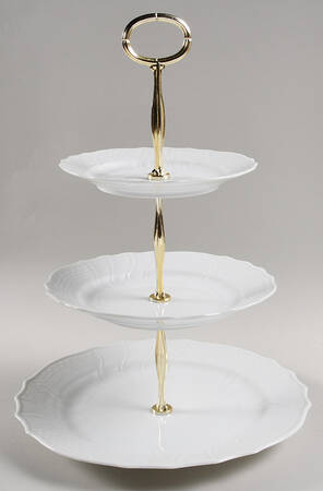 Dresden All White 13 7/8"-14 1/4" 3-Tiered Serving Tray(DP,SP,BB) HC