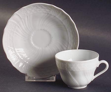 Dresden All White Flat Demitasse Cup & Saucer Set