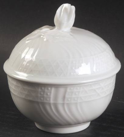 Dresden All White Mini Sugar Bowl & Lid