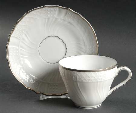 Dresden Platinum Flat Cup & Saucer Set