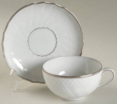 Dresden Platinum Flat Cup & Saucer Set