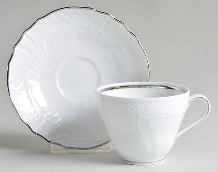 Dresden Platinum Flat Cup & Saucer Set