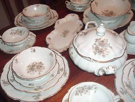Empire Rose Footed Cream Soup Bowl & Saucer Set