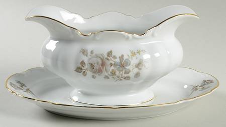 Empire Rose Gravy Boat with Attached Underplate by Hutschenreuther