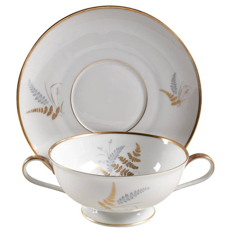 The Ferndale Footed Cream Soup Bowl & Saucer Set
