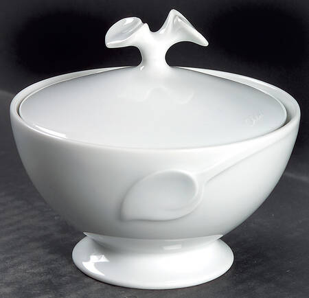 Fleuron White Sugar Bowl & Lid