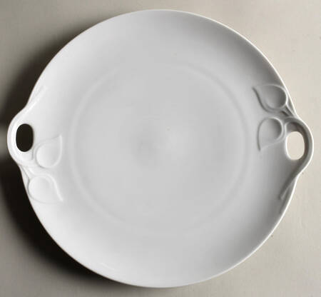 Fleuron White Handled Cake Plate