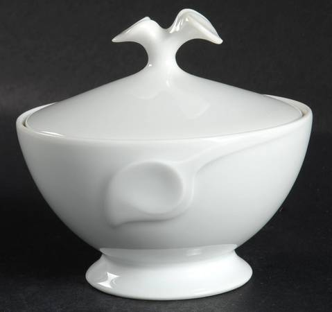 Fleuron White Mini Sugar Bowl & Lid