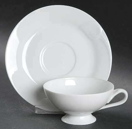 Fleuron White Footed Cup & Saucer Set by Hutschenreuther