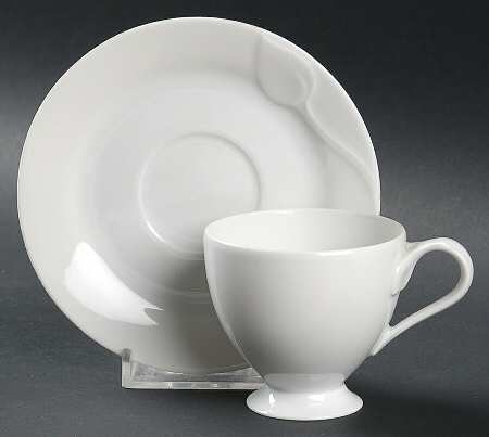 Fleuron White Footed Demitasse Cup & Saucer Set