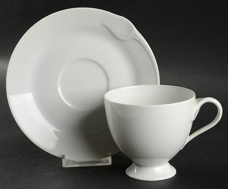 Fleuron White Footed Cup & Saucer Set