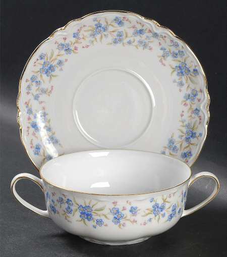 Forget Me Not Flat Cream Soup Bowl & Saucer Set