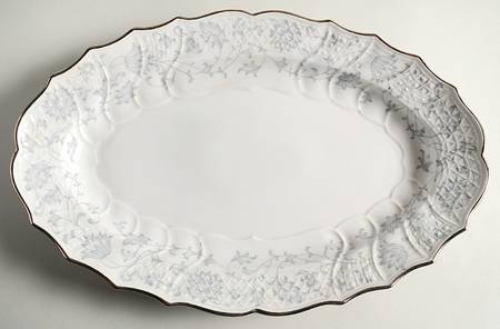 Gray Lace 15" Oval Serving Platter