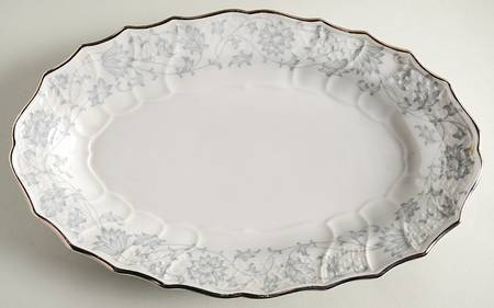 Gray Lace 11" Oval Serving Platter