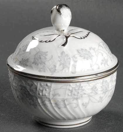 Gray Lace Sugar Bowl & Lid