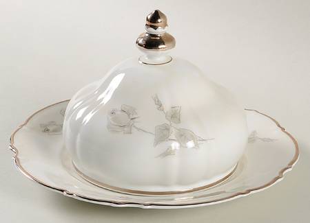 Gray Rose Round Covered Butter