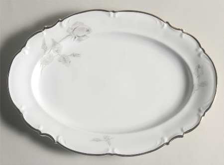 Gray Rose 11" Oval Serving Platter