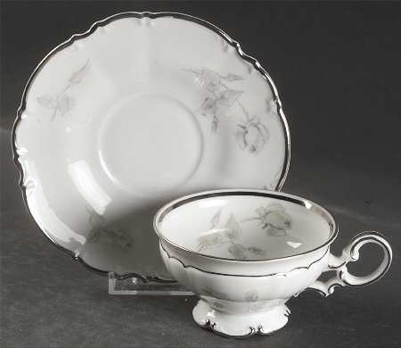 Gray Rose Footed Cup & Saucer Set