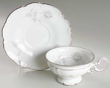 Gray Rose Footed Cup & Saucer Set