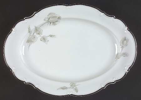 Gray Rose 12" Oval Serving Platter