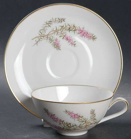 Heather White Flat Cup & Saucer Set