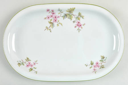 HUT2 (Green Trim) 12" Oblong Serving Platter