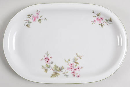 HUT2 (Green Trim) 12" Oval Serving Platter