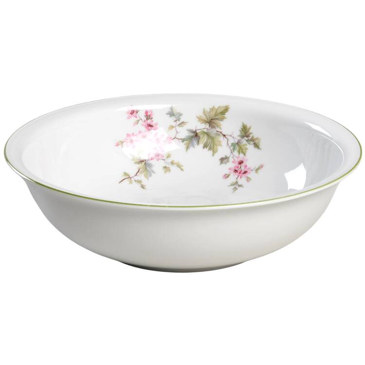 HUT2 (Green Trim) 9" Round Vegetable Bowl