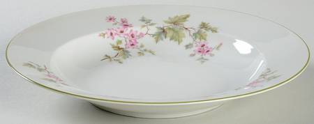 HUT2 (Green Trim) Large Rim Soup Bowl