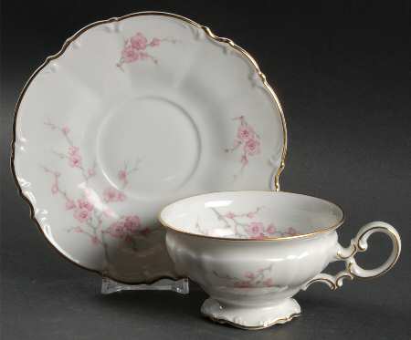 Japanese Blossom Footed Cup & Saucer Set