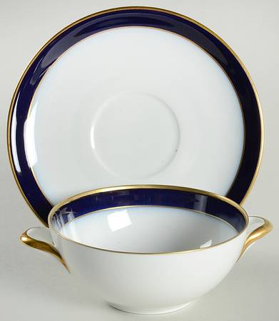Kobalt (Coupe, Olivia Shape) Flat Cream Soup Bowl & Saucer Set