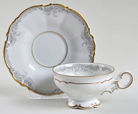 Lorelei Loreley (Gold, White) Footed Demitasse Cup & Saucer Set