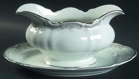 Lorelei Loreley (Platinum Trim) Gravy Boat with Attached Underplate
