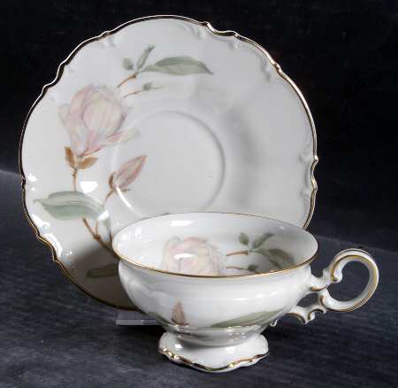 Magnolia (7948, Sylvia, White) Footed Cup & Saucer Set