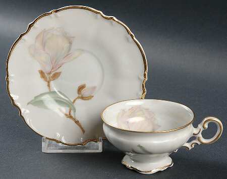 Magnolia (7948, Sylvia, White) Footed Demitasse Cup & Saucer Set