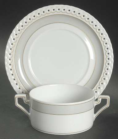 Marie Helene Flat Cream Soup Bowl & Saucer Set